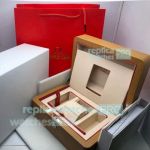 New Replica Omega Yellow Wood Watch Box Set & Booklet and Card Folder 